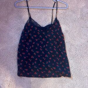 Forever 21 black and red rose blouse